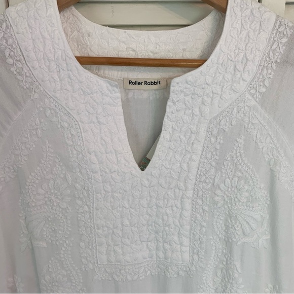 NWT Roller Rabbit White Embroidered Cotton Dress Small Boho Lined $138 Retail - Picture 4 of 16